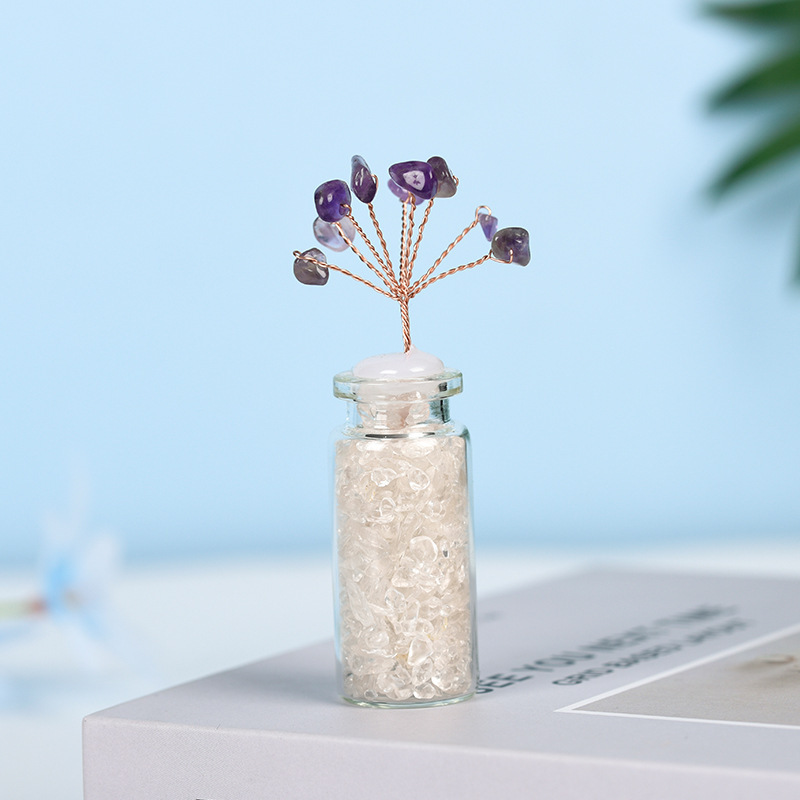 Fengshui Tree Factory - Wholesale Quartz Crystal Chips Gravel Infused Glass Bottle Tree