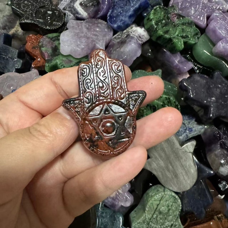 Hamsa Hand Charms Factory - Natural Crystal Multi Materials 5cm Hexagram Star Hamsa Hand