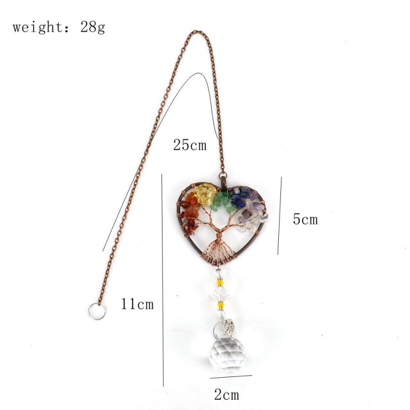 Sun Catcher Supplier - Christmas Garden Heart Shaped Tree of Life Crystal Chip Sun Catcher