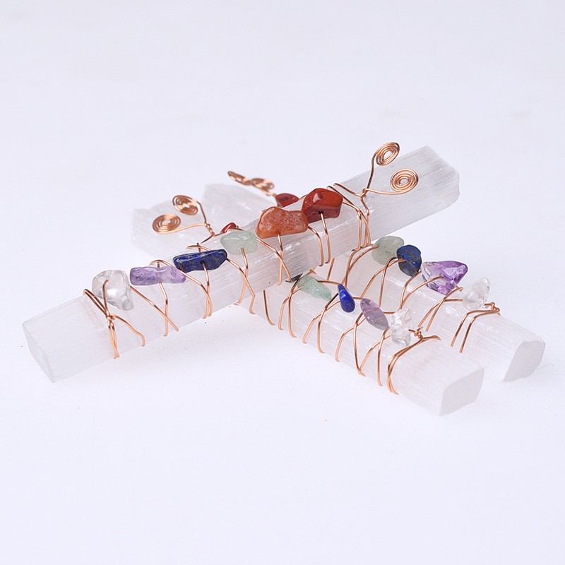 Selenite Stick Supplier - Wholesale Natural Crystals Copper Wire Chakra Selenite Wand