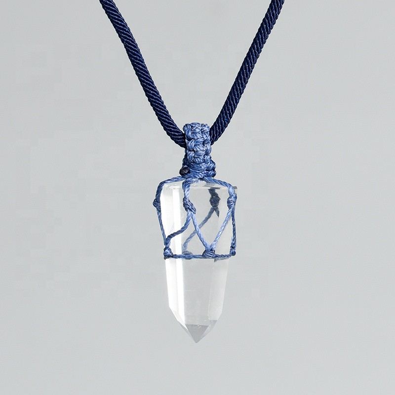 Wire Pendant Supplier - Bulk Wire Wrapped Natural Clear Quartz Raw Crystal Point Pendant