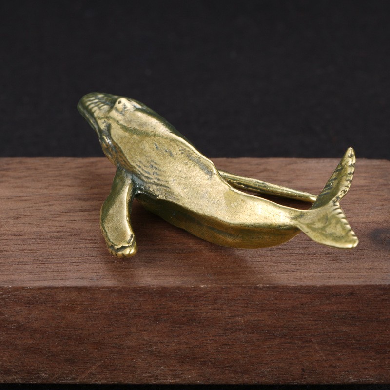 Brass Whale Sculpture Supplier - Antique Style Handmade Vintage Copper Tea Pet Decoration
