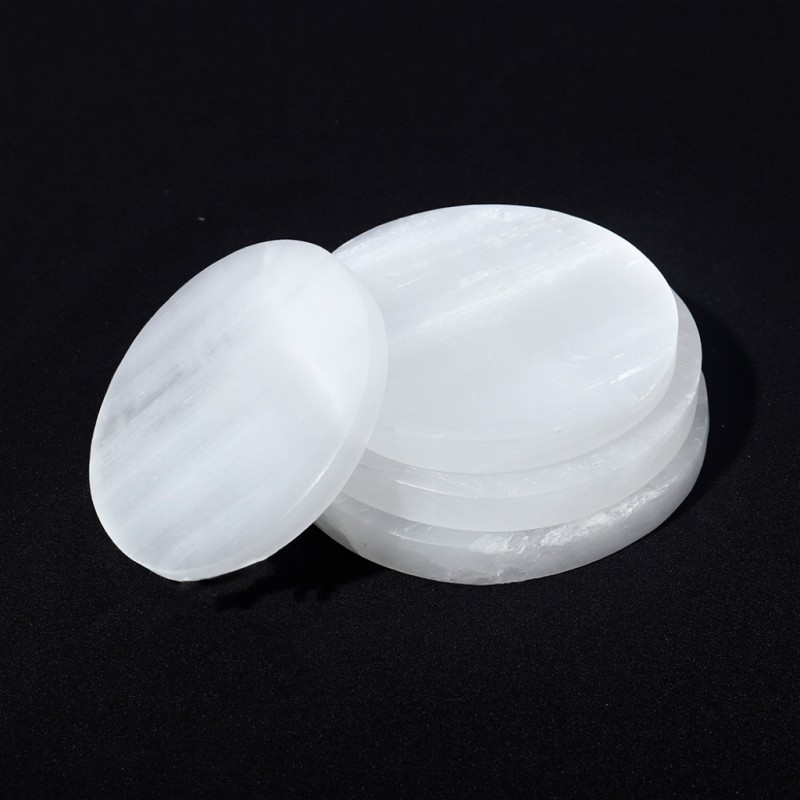 Crystal Crafts Manufacturer - Wholesale Natural White Selenite Round Plate Home Decor