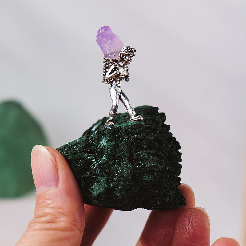 Raw Crystal Crafts Manufacturer - Copper Art Ore Specimen Amethyst Miner Natural Stone