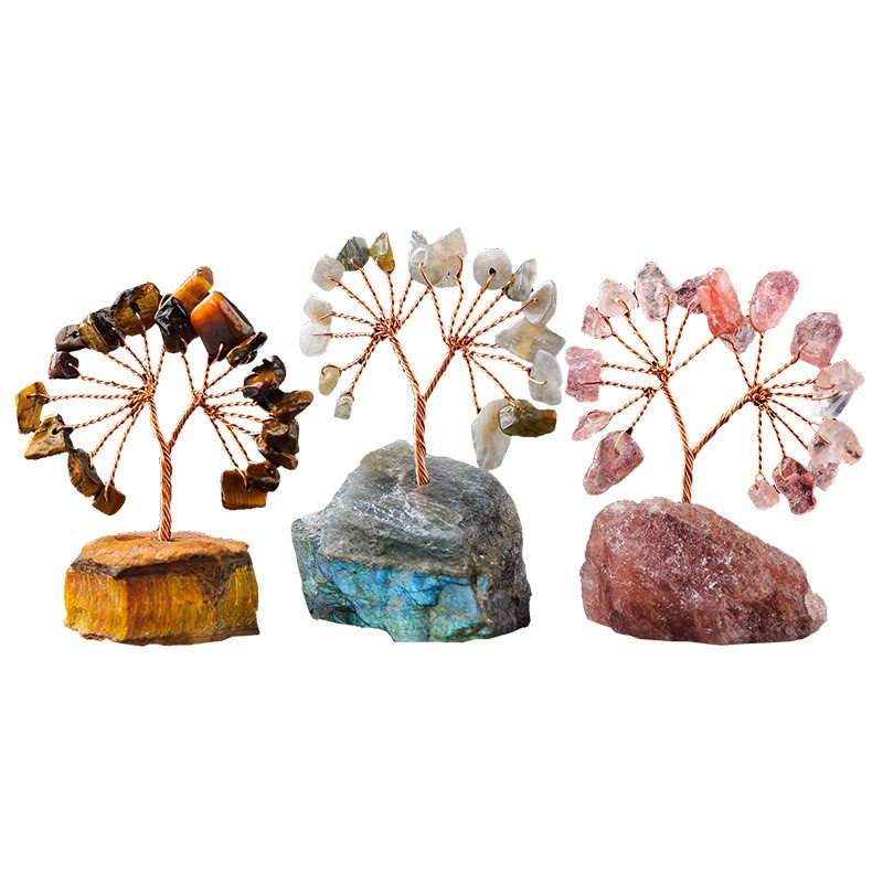 Luck Tree Factory - Natural Reiki Raw Stone Base Crystal Chip Luck Money Tree
