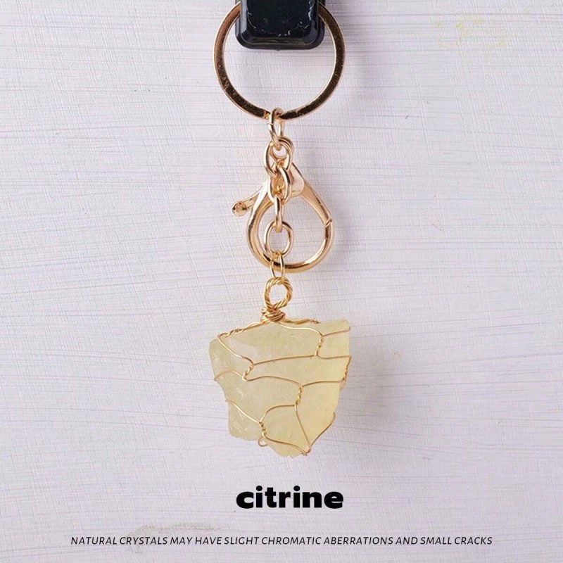 Handmade Keychain Manufacturer - Handmade Crystal Raw Stone Wrapped Keychain Gift