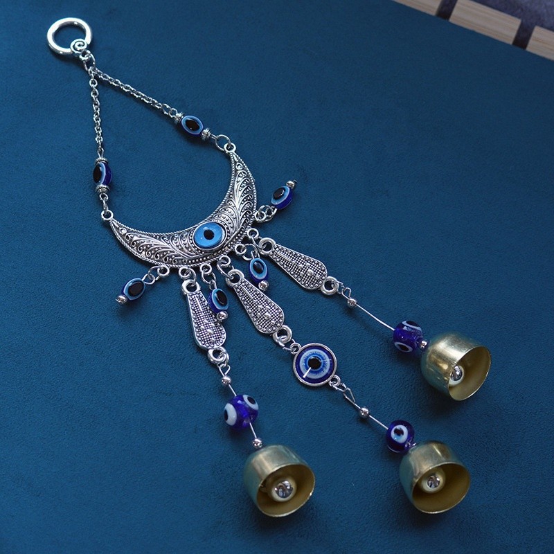 Car Hanging Factory - Devil's Eye Metal Moon Shape Car Hanging Blue Evil Angel Eye