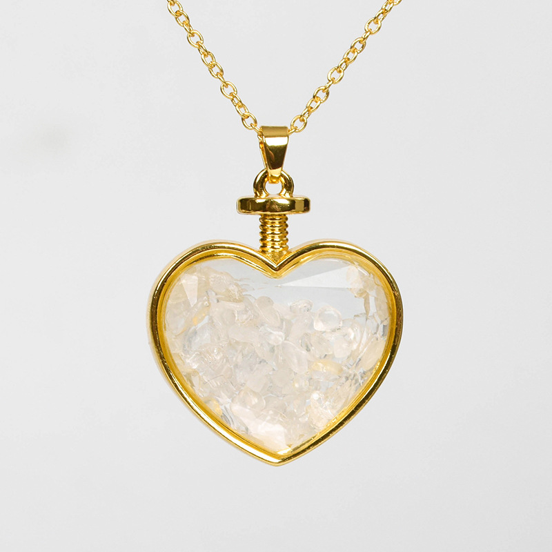 Crystal Pendant Supplier - Wholesale Heart Shape Amethyst Gravel Rose Quartz Pendant