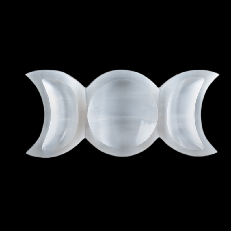 Selenite Bowl Factory - New Arrivals Polished White Selenite Double Moon Carving Bowl