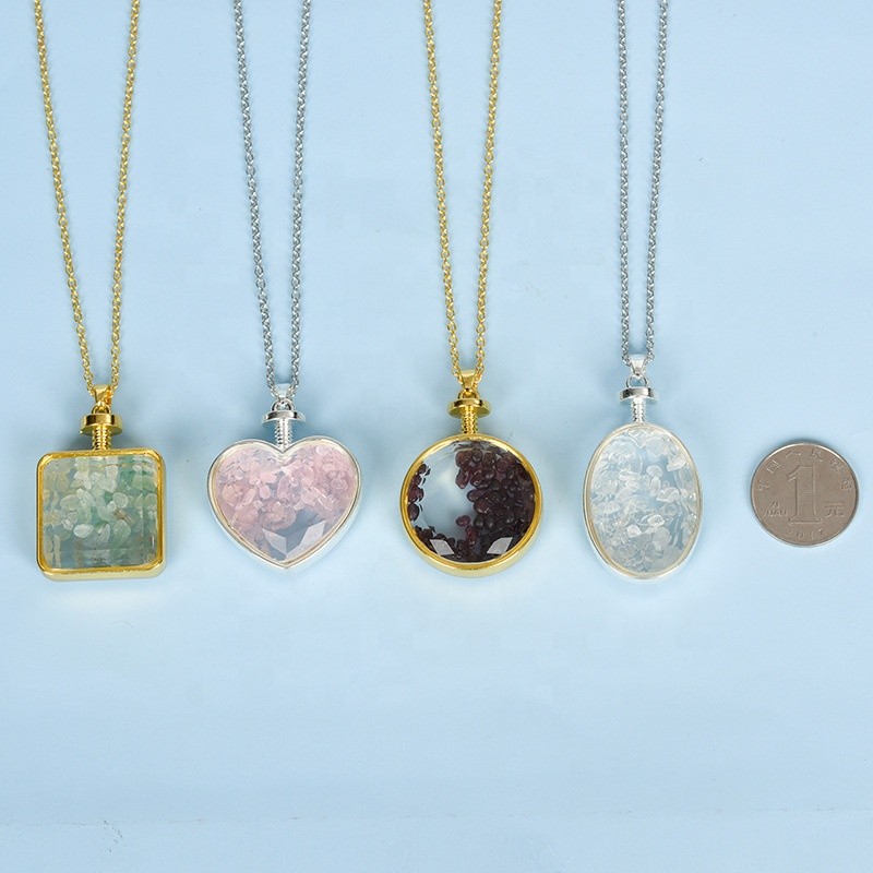 Crystal Pendant Supplier - Wholesale Heart Shape Amethyst Gravel Rose Quartz Pendant