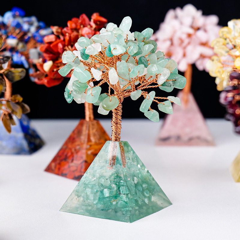 Resin Tree Manufacturer - Factory Price Natural Resin Pyramid Base Gemstone Tree