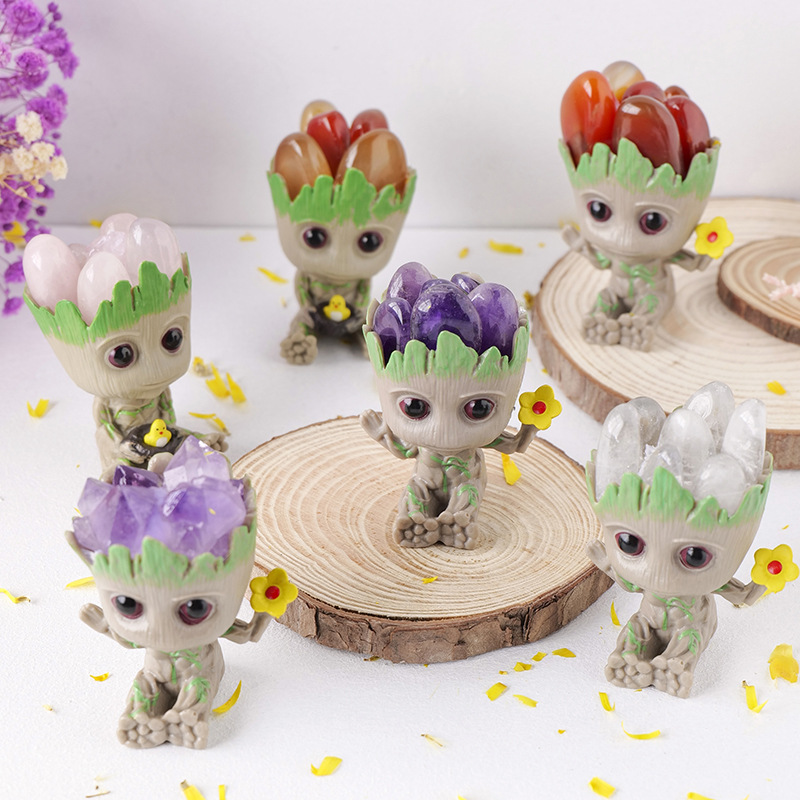 Crystal Carving Supplier - Wholesale Amethyst Cluster Clear Quartz Groot Carving Ornament