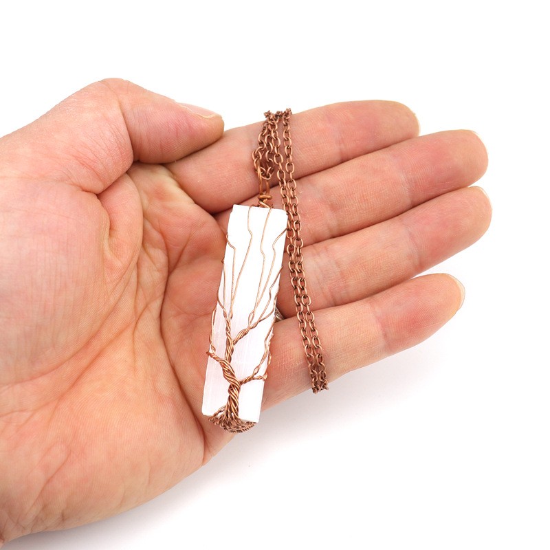 Crystal Pendant Manufacturer - Wholesale Copper Wire Tree of Life Selenite Necklace Pendant