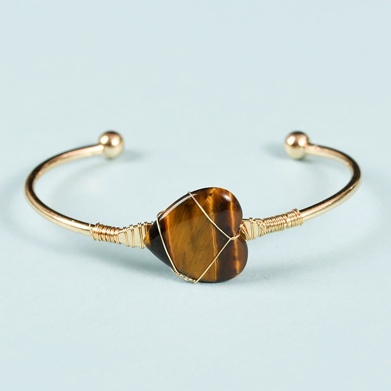 Crystal Bracelet Factory - Bulk Wire Wrapped Natural Healing Stone Quartz Crystal Bangle