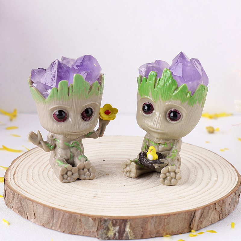 Crystal Carving Supplier - Wholesale Amethyst Cluster Clear Quartz Groot Carving Ornament