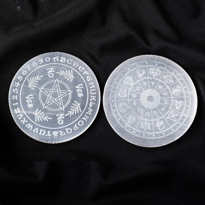 Selenite Plate Supplier - Customized Wholesale Natural Selenite Charging Plate Round Slab