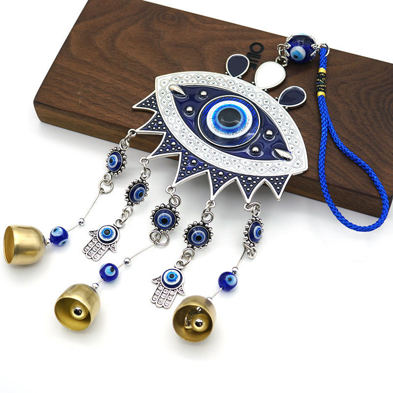 Home Decor Factory - Fashion Blue Turkey Evil Eye Metal Wind Chimes Bell Decorative