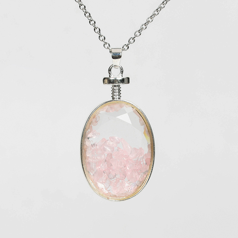 Gemstone Pendant Factory - Fashion Oval Amethyst Gravel Silver Pendant Healing Stone