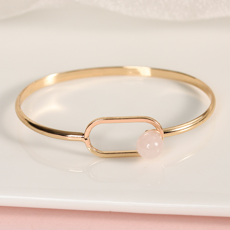 Crystal Bangle Factory - Women's Natural Rose Quartz Obsidian Crystal Bracelet Handcrafted