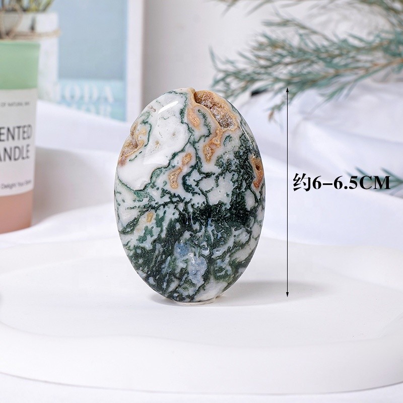 Palm Stone Factory - New Arrivals Natural Polished Green Moss Agate Crystal Healing