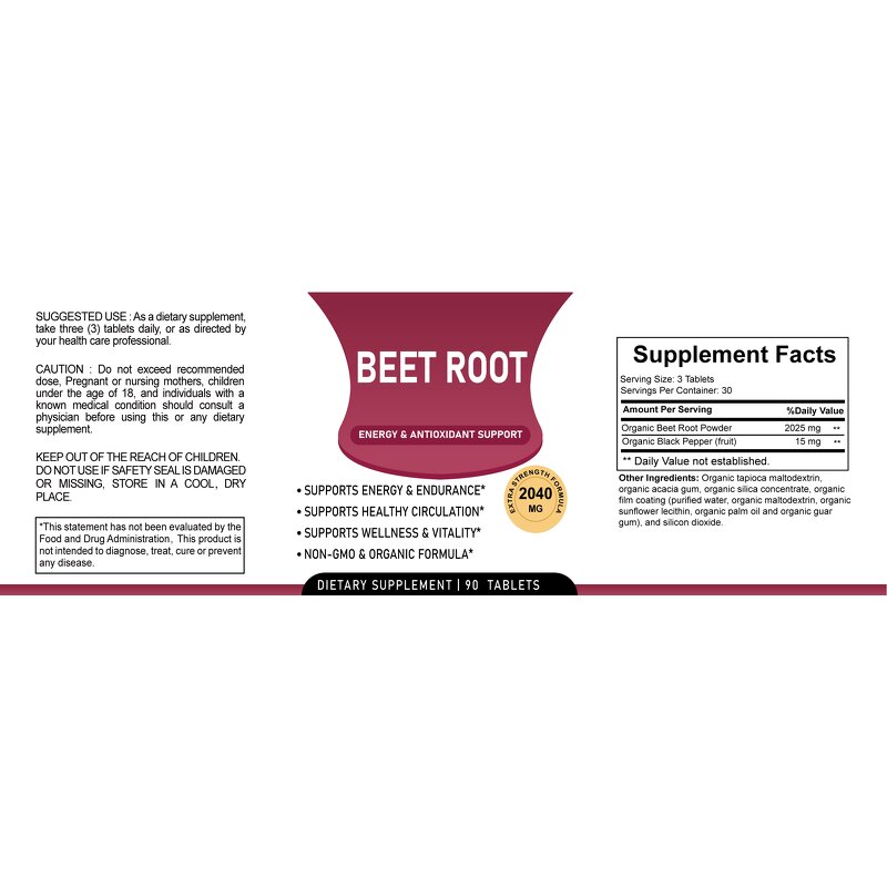 Beet Root Capsules Manufacturer - 60 Count for Immune & Muscle Support
