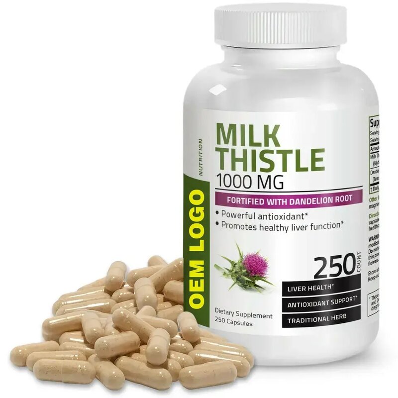 Milk Thistle & Dandelion Root Extract Capsules Manufacturer - 1000mg Organic Liver & Colon Detox Supplement, 120 Count