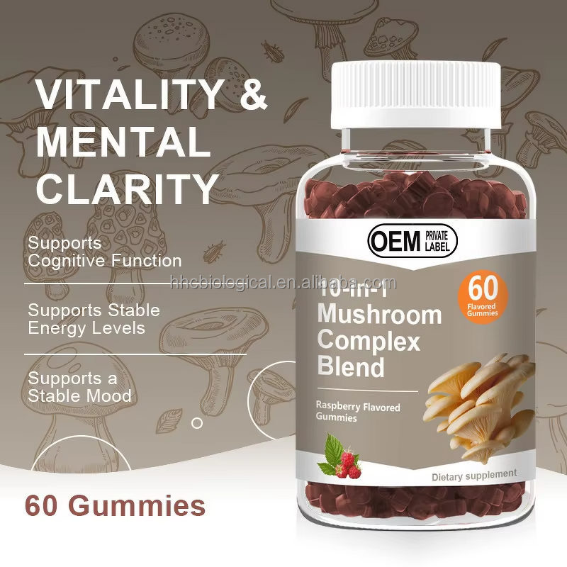 Mushroom Gummies Manufacturer - 10-in-1 Blend for Adults, Mood & Brain Support