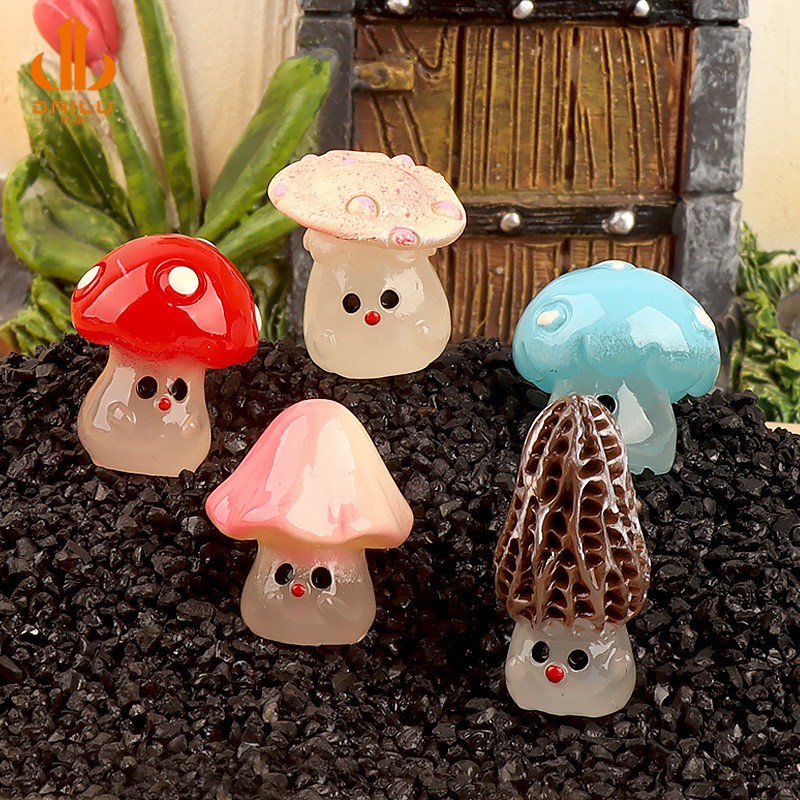 Mushroom Statue Supplier - Glow in Dark Resin Mini Landscape Decor