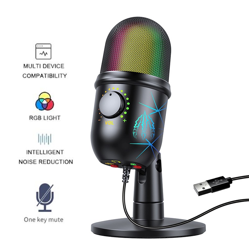 USB Microphone Manufacturer - RGB Mute Noise Reduction Gaming Mic