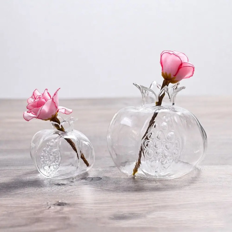 Flower Vase Supplier - Handmade Pomegranate Clear Glass Hydroponic Pot