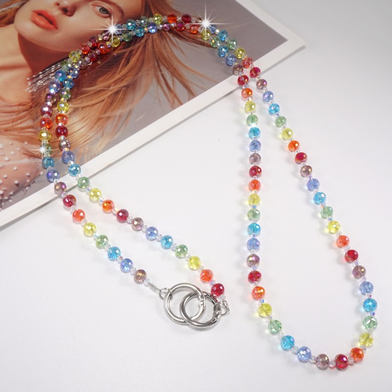 Phone Lanyard Supplier - Luxury Crystal Flower Ball Beaded Chain