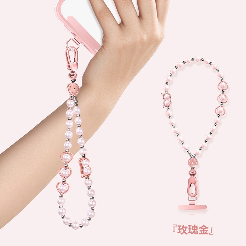 Phone Charm Bracelet Manufacturer - Crystal Pearl Beaded Anti-theft Strap