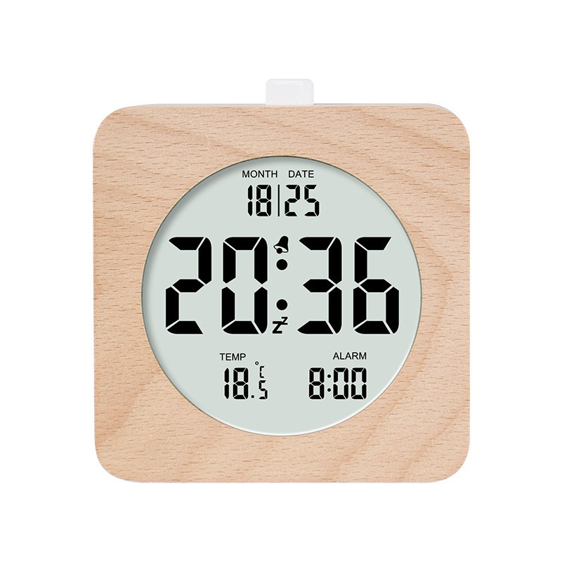 Alarm Clock Supplier - Round LED Temperature Display Wooden Clock