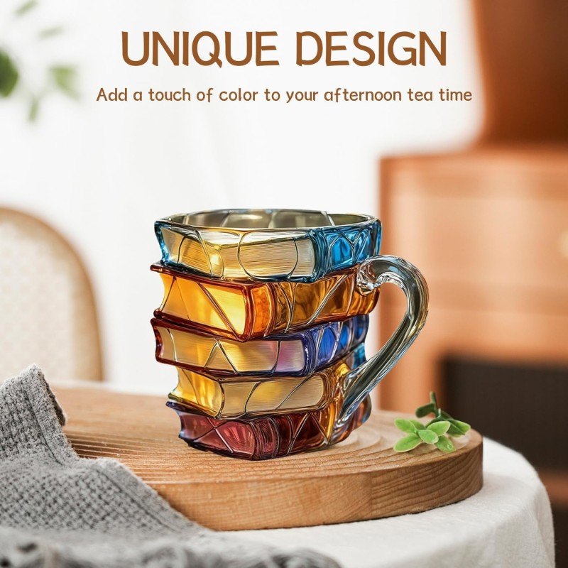 Book Mug Supplier - 3D Painted Novelty Glass Coffee Cup Gift
