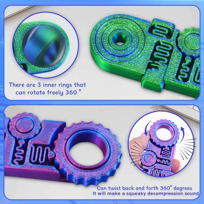 Fidget Ring Factory - 5 in 1 Colorful 3D Printed Stress Relief Toy