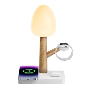 Wireless Charger Manufacturer - Wood Grain Multi-functional LED Charger