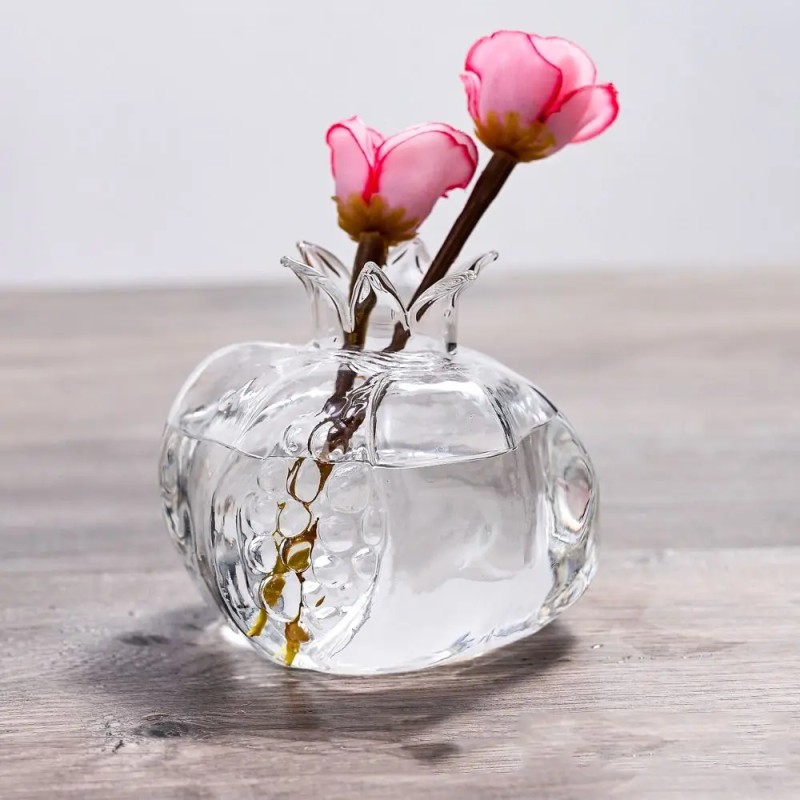 Flower Vase Supplier - Handmade Pomegranate Clear Glass Hydroponic Pot
