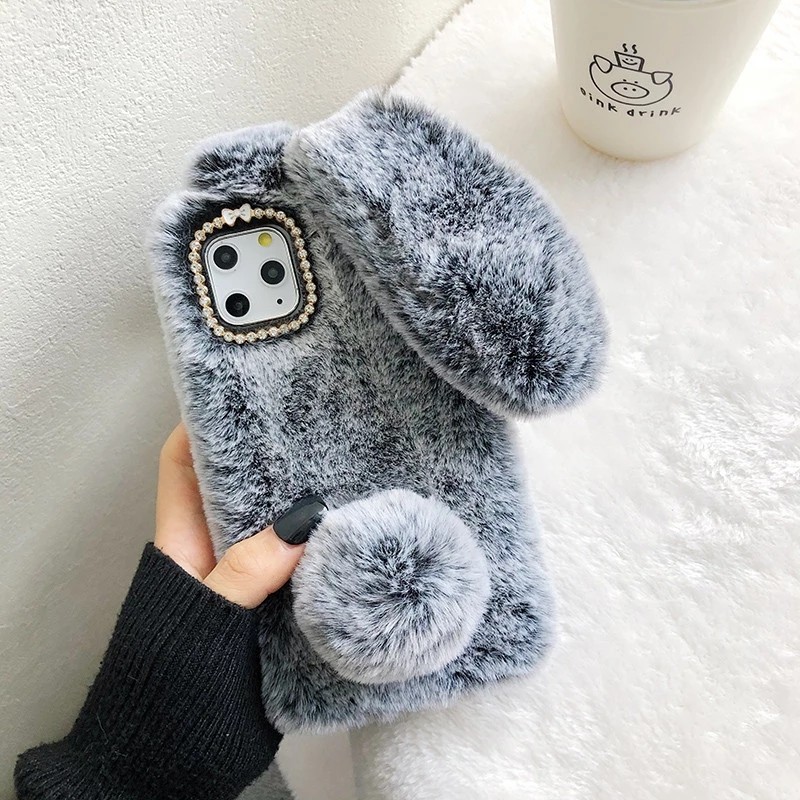 Phone Case Supplier - Cute Rabbit Ears Fur Plush Warm Case
