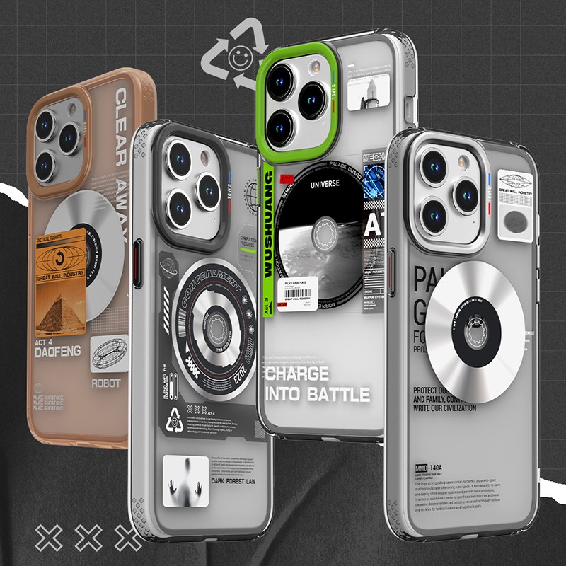 Phone Case Manufacturer - Retro CD Laser Magnetic Ring Shockproof Cover