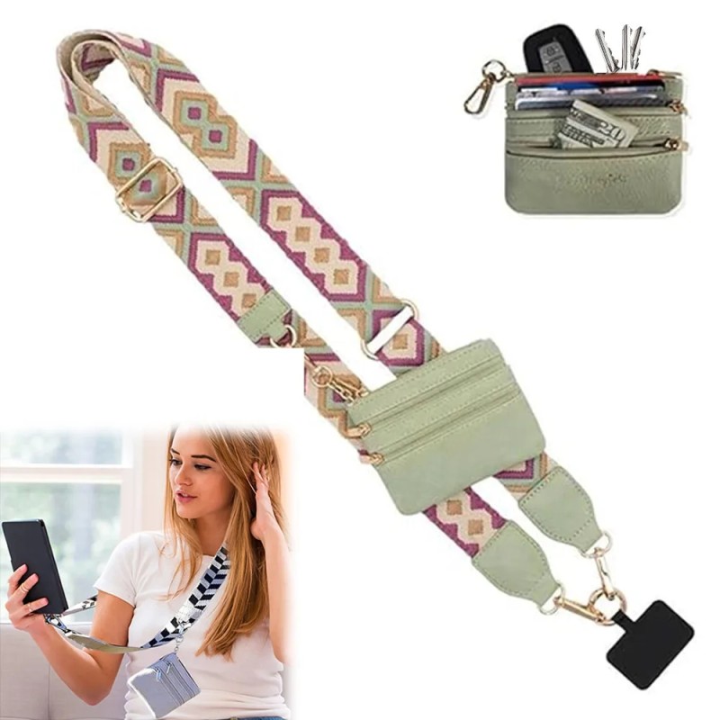 Phone Strap Manufacturer - Adjustable Crossbody with Zippered Pouch