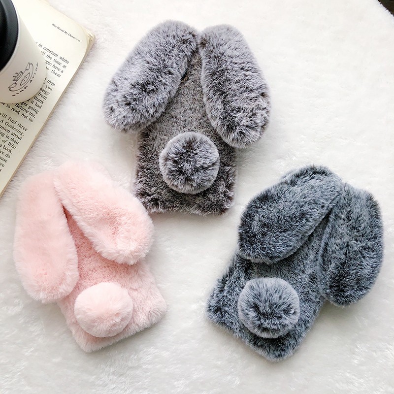 Phone Case Supplier - Cute Rabbit Ears Fur Plush Warm Case