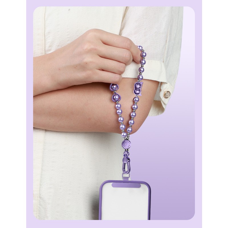 Phone Charm Bracelet Manufacturer - Crystal Pearl Beaded Anti-theft Strap