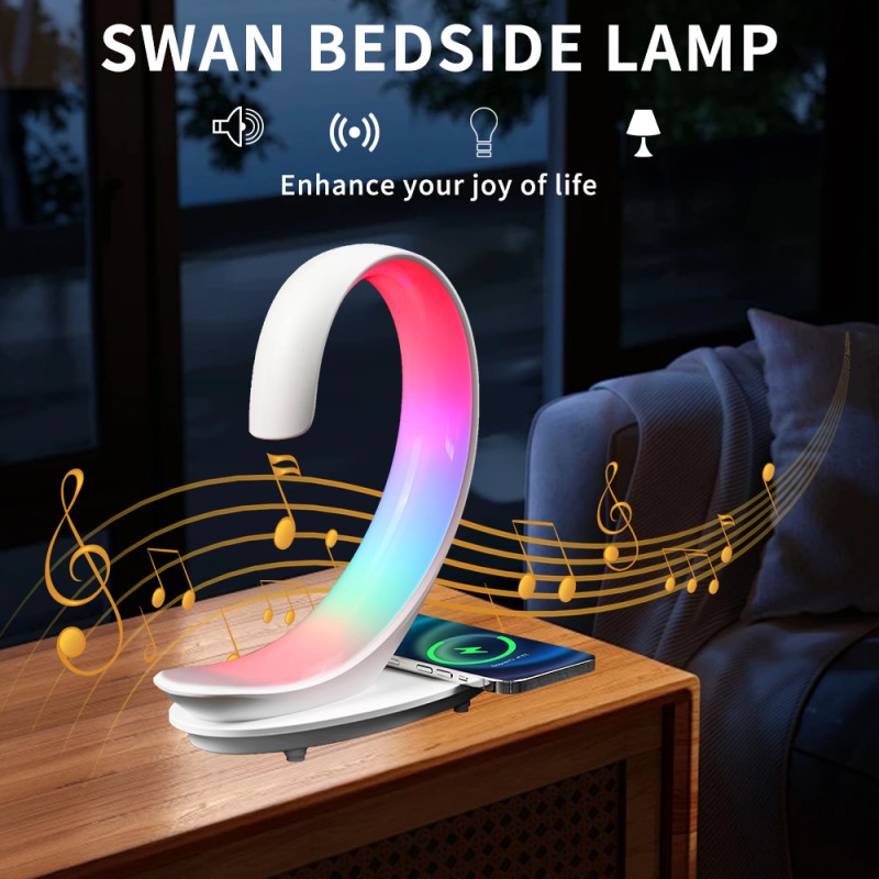 Bedside Lamp Manufacturer - 5 in 1 Swan Rgb Atmosphere Wireless Charger