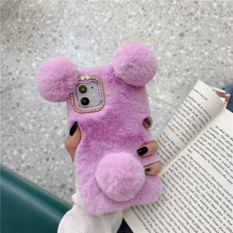 Phone Case Factory - Shockproof Pink Cartoon Panda Plush Case