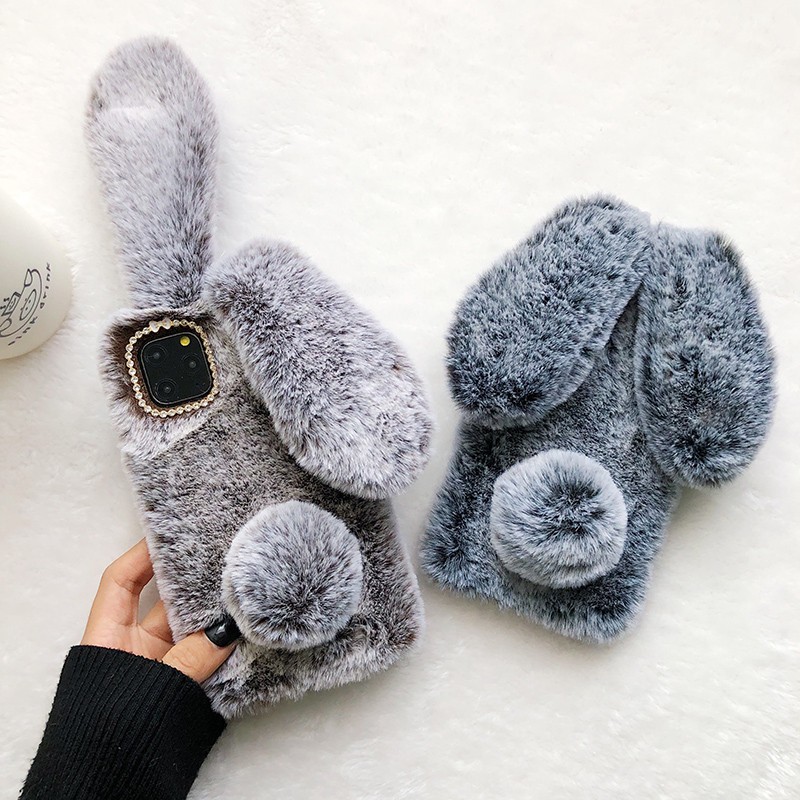 Phone Case Supplier - Cute Rabbit Ears Fur Plush Warm Case