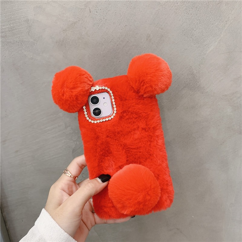 Phone Case Factory - Shockproof Pink Cartoon Panda Plush Case