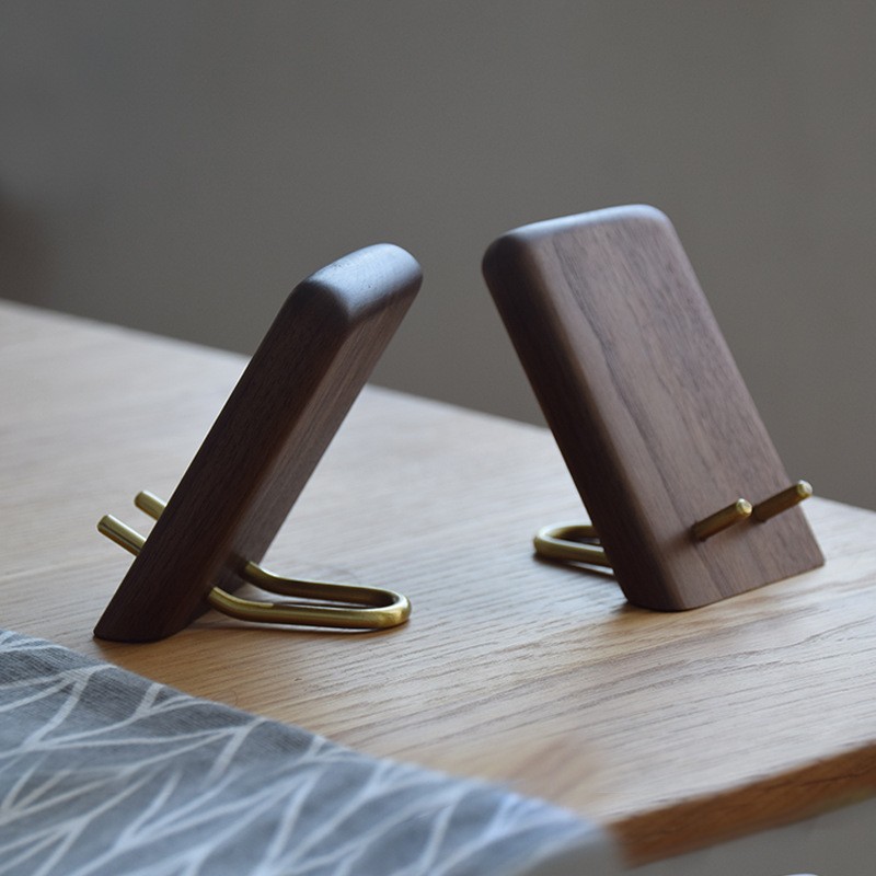 Phone Stand Manufacturer - Solid Wood Desktop Brass Holder