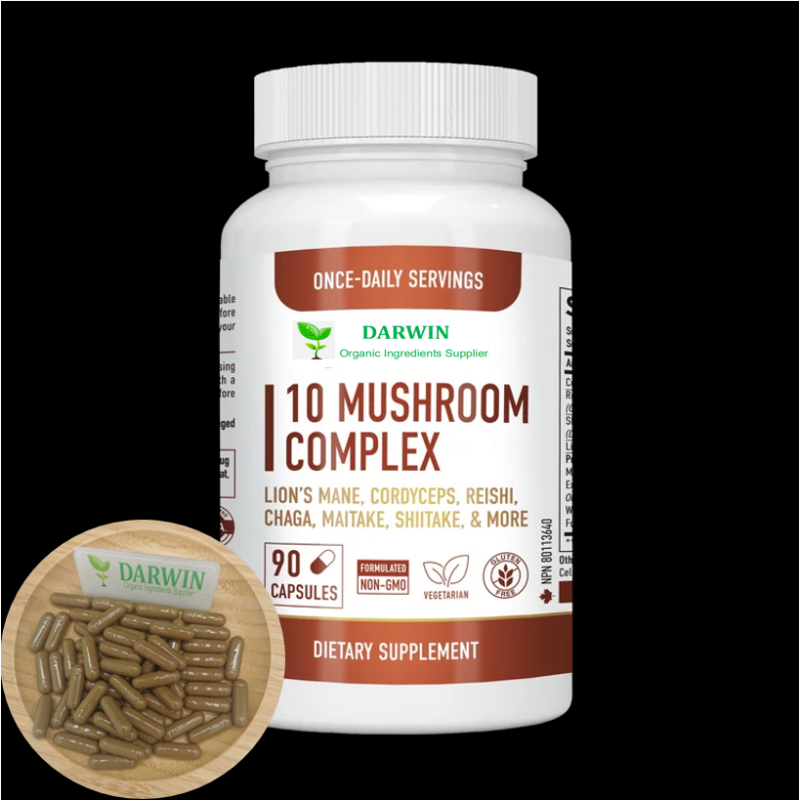 Private Label Mushroom Complex Powder Manufacturer - Organic Mushroom Mix Powder Blend Custom Packaging