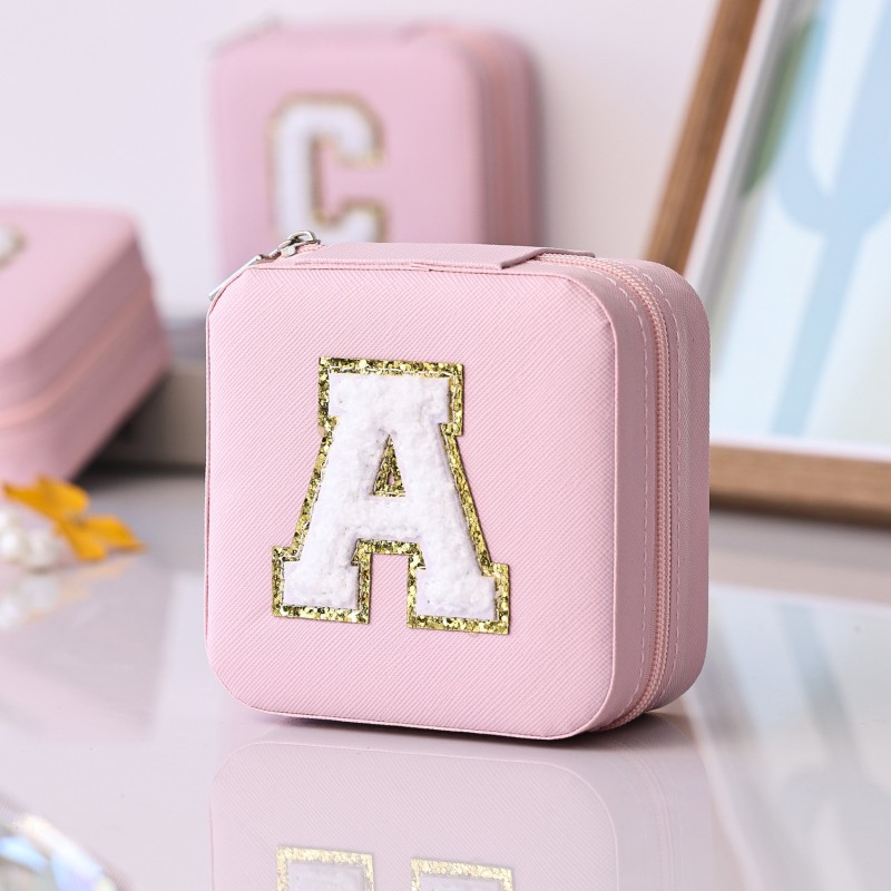 Letter Jewelry Box Factory - Pink Single Layer Storage Box With Mirror Classic Leather Box