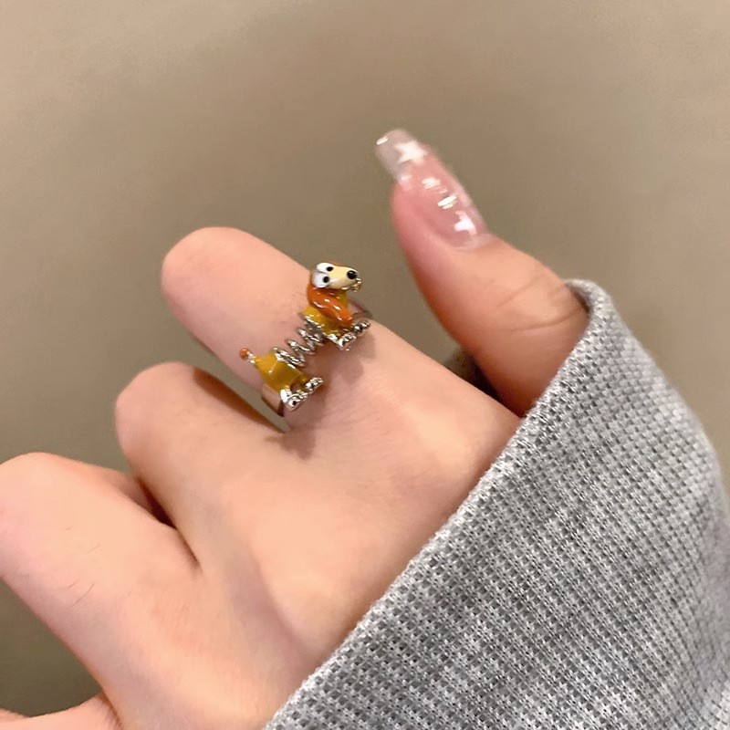 Cartoon Dog Ring Factory - Cute Cartoon Spring Dog Animal Shape Ring Female Fashion Ring